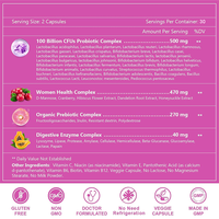 Capsules prébiotiques et probiotiques fonctionnelles pour femmes, marque privée Rosebest OEM, pour la santé de l'intestin, de la digestion, des voies urinaires et vaginales