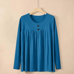 Plus Size Women Long Sleeve T-Shirt Round Neck Purple Soft Knit Top Spring Autumn <b>Base</b> <b>Layer</b> M 5XL - Product Image 2