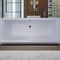 Baignoire encastrée en acrylique de style traditionnel, design écologique, forme rectangulaire, drain central, fonction de trempage pour salle de bain d'hôtel