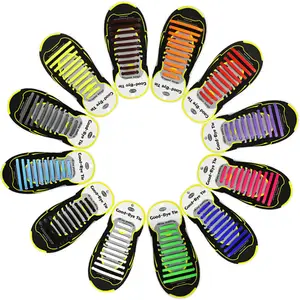 ayakkabı dantel sneakers Suppliers-Silikon elastik ayakabı moda Unisex atletik hiçbir kravat ayakkabı dantel tüm Sneakers Fit hızlı ayakkabı dantel