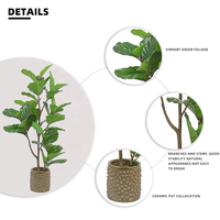 OH ARTS Factory Plantes artificielles en plastique, Ficus lyrata en pot, Faux Ficus en pot, Décoration extérieure, Type palmier pour la maison