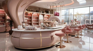 Vitrina de cosméticos de forma Irregular de lujo personalizada, vitrina de maquillaje, soporte para salones de belleza y mostradores - Product Image 2