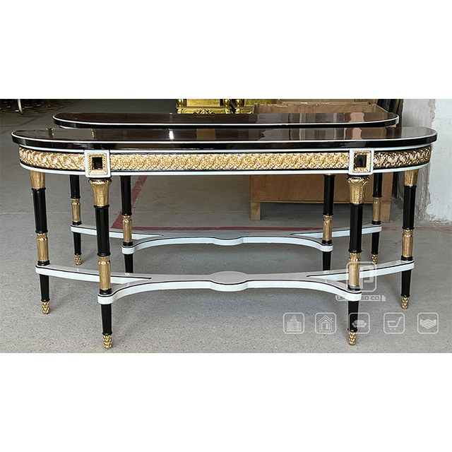 Hand-Carved Wooden Console Table Console Table Black Wood Entry Console Table
