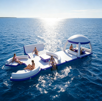 Île flottante gonflable commerciale Drop Stitch, ponton de yacht, club de plage, plateforme de loisirs aquatiques, tente lounge