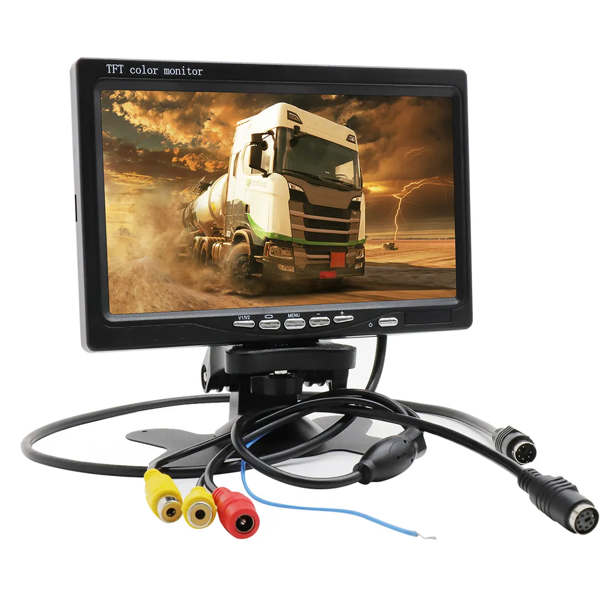 شاشة سيارة 7 بوصة عرض 12 فولت -24 فولت 7 بوصة TFT شاشة LCD ملونة عالية الدقة لسيارات CCTV الرؤية الخلفية العكسية حامل أو قذيفة للكاميرا