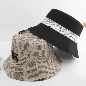 Reversibile Giornale di Stampa Cappello Della Benna per le Donne Degli Uomini Packable Cappelli Del Sole All'aperto Vintage Pescatore Caps