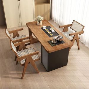 Chinese Style Solid Wood Tea Table Set With Chair And Stools Modern Small Apartment Balcony Leisure Tea <b>Desk</b> - Product Image 4