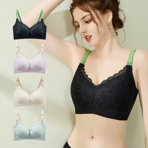 Venta al por mayor de talla grande de encaje sexy 75 80 85 90 95 100 Copa BCDE almohadilla fija modal embarazo maternidad mujeres lactancia Sujetador de lactancia