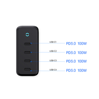 Stasiun Pengisi Daya Cepat Multifungsi Tommox 200W/100W US EU UK AU untuk Tablet Laptop Desktop Pengisi Daya USB Ponsel Pintar