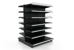 Factory Direct Sale Anti-topple Gondola Supermarket <b>Shelves</b> Sturdy Black Base Metal Display <b>Rack</b> with Front Wire Guards - Product Image 2