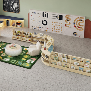 เฟอร์นิเจอร์ไม้สำหรับเด็ก ชั้นวางของในห้องเรียนอนุบาล ตู้เก็บของเล่น - Product Image 4