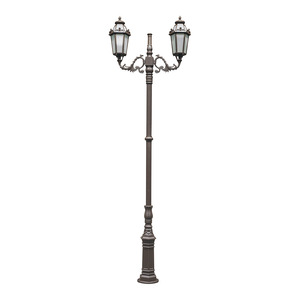 Lampadaire de jardin à double tête, poteau en fer, abat-jour en verre, LED blanc chaud 2700K, IP66, alimenté par énergie solaire, détecteur de mouvement, éclairage 10 ans - Product Image 4