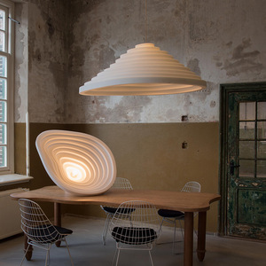 Wabi Sabi <b>Style</b> Pendant Light Oval Shape Led Light Source For Living Room And Dining Room Single <b>Head</b> Chandelier - Product Image 2