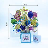 Fournisseur en gros de cartes de vœux, boîte en papier 3D avec ballon, carte cadeau pliée pour enfants, joyeux anniversaire