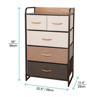 A mazon Non-Woven soft Armoire de rangement Organisateur Poubelle avec 5 tiroirs Organisation de la maison
