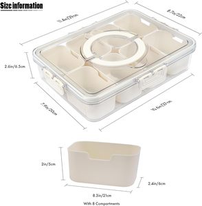Xách tay 8 ngăn rõ ràng Snack container snackle hộp charcuterie container chia phục vụ khay với nắp và xử lý - Product Image 2