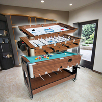 Table de jeux multifonction 3-en-1 rotative de 1,2 m à prix de gros, billard d'intérieur avec roues, table de baby-foot durable à 8 tiges avec rangement