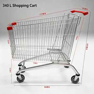 Chariot de courses de supermarché grande capacité 340L avec roues pivotantes silencieuses, chariot robuste en treillis métallique pour usage en épicerie, kit complet - Product Image 5