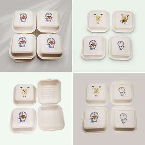 Lonchera Desechable de Pulpa de Papel Doraemon, Contenedor Cuadrado de 6 Pulgadas para Llevar, Biodegradable, Apto para Microondas - Product Image 2
