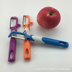 Colorful Long Handle PP Plastic Stainless Steel Fruit <b>Vegetable</b> <b>Peeler</b> Set 3 Pieces Hangable Vertical Design Hand Wash Only - Product Image 2