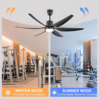 Ventilateur de plafond LED moderne noir de 66 pouces avec 6 pales en ABS, moteur DC et télécommande, avec éclairage
