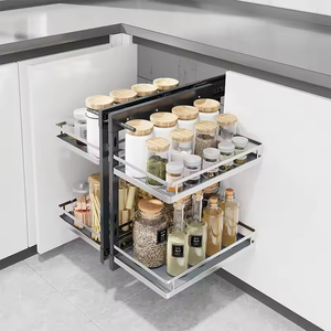 Giá nhà sản xuất Giá để đồ góc bếp hiện đại 2 tầng bằng kim loại, giỏ kéo bằng dây kim loại cho tủ bếp - Product Image 5