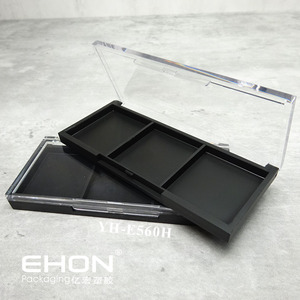 3 Pans <b>Empty</b> Eyeshadow Palette Custom Logo Matte Black Makeup Powder Case with Mirror Cosmetic Blush Container Private Label - Product Image 3