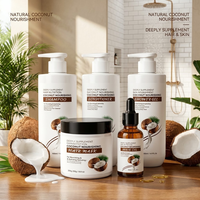 Shampoo nourrissant à la noix de coco en bouteille pompe 500ml, marque privée, OEM, ODM, sur mesure