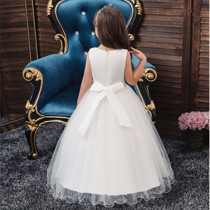 Robe de princesse pour filles, col en V, robe de bal, blanc, rose, bleu ciel, rouge vin, robe de demoiselle d'honneur, robe de fête d'anniversaire, taille enfant - Product Image 3