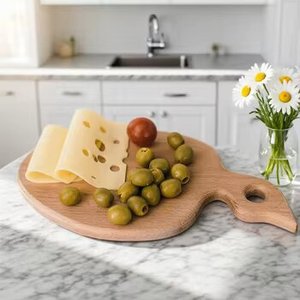 创意苹果形实木切菜板水果蔬菜奶酪拼盘带手柄食品拼盘板 - Product Image 3