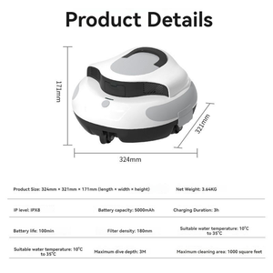 Robot Limpiafondos Automático Inteligente Inalámbrico para Piscinas, Montado en la Pared, con Control Inteligente, en Oferta - Product Image 6