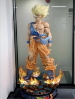 Statue de Goku Super Saiyan 3 sur mesure grandeur nature 1:1 avec LED, figurine d'anime Dragon Ball Z, objet de collection