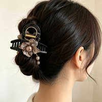 Pince à Cheveux Florale 3D à Fixation Forte, Dorée, à Ressort, pour Cheveux Épais, Effet Coquille Irisée, Ornement Quotidien pour Cheveux
