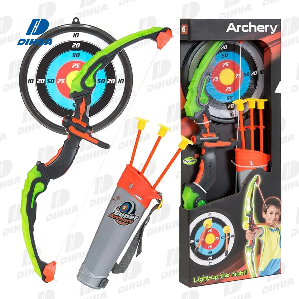 Bow and Arrow Archery Toy Set for Kids Suction Arrow Shooting Target Game with Light Plastic Recurve Toy Bow and Arrow