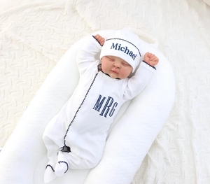 Kaiyue Custom Personalized 2pcs Long Sleeve <strong>Baby</strong> Romper Hat Embroidered Blank Cotton Sleeper for Fall <strong>Winter</strong> Spring <strong>Baby</strong> <strong>Clothes</strong> - Product Image 2