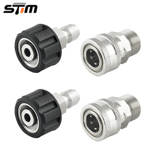 Kit d'adaptateurs pour nettoyeur haute pression, connexion rapide 1/4 pouce M22 14mm en acier inoxydable pour nettoyeur haute pression et lavage de voiture - Product Image 1