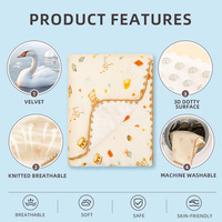 Manta Envolvente Reversible para Bebé de Algodón Crepé con Puntos Minky, 300 Hilos, Transpirable, para Todas las Estaciones, Plegable, con Diseño de Dibujos Animados Personalizable, 100x100cm