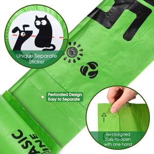 <b>Compostable</b> Biodegradable Eco-Friendly Strong Plastic Dog Poop <b>Bag</b> Holder Rolls with Handle for Small Animals - Product Image 3