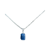 Collar de eslabones de plata de ley 925 con zafiro en bruto, colgante de cristal pulido en oro, diseño minimalista, piedra de nacimiento de septiembre, chapado en oro