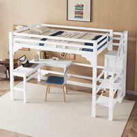 Lit superposé double avec tiroirs et bureau en L, lit mezzanine king-size, lit mezzanine pleine taille, vente directe d'usine