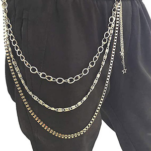 Pants <strong>Trousers</strong> Pocket <strong>Chain</strong> With Star 3 Layer Pocket Key <strong>Chain</strong> Hip Hop Punk <strong>Chain</strong> for Keys Wallet Jeans Pant - Product Image 2