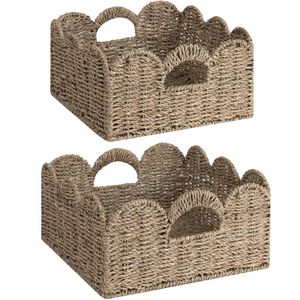 Wholesale in Bulk Eco-Friendly Rectangle <b>Wicker</b> <b>Storage</b> <b>Basket</b> Handwoven Scalloped Handles for Clothing Vietnam Multifunction - Product Image 2