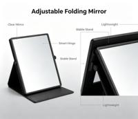 Miroir de maquillage pliable rond avec support pour table de chevet, coiffeuse, décoration intérieure
