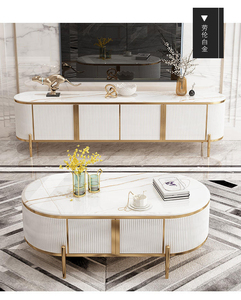 Juego de Mesa de Centro y Mueble para TV de Madera Sólida, Diseño Clásico Cuadrado de 3 Piezas, Duradero, Ecológico, Fácil de Limpiar, Moderno, para Sala de Estar - Product Image 1