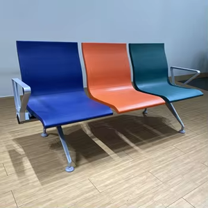 Chaise d'attente 3 places Pu <span class=keywords><strong>Airport</strong></span> avec accoudoirs en aluminium, modèle coloré pour salle d'attente de bureau, belle chaise - Product Image 2