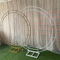 Toile de fond de scène ballon mariage fer métal rond cercle or arc support de fleurs pièce maîtresse support de fleurs cadre accessoires