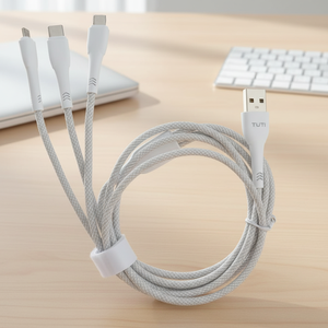 TUTI Cavo USB <span class=keywords><strong>3</strong></span> in 1 all'Ingrosso, 1.2M, Nylon Intrecciato, Rame Puro, USB a Micro-Lighting-Type <span class=keywords><strong>C</strong></span>, Ricarica Rapida per Telefono - Product Image 2