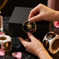 Rouleau d'étiquettes autocollantes pour parfum, personnalisées, en feuille d'or noir métallique, circulaires, luxueuses, élégantes, pour flacon de parfum, motif floral rose, ensemble de décalcomanies françaises