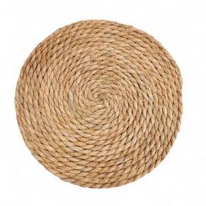 Sets de table tissés en rotin, sous-plats en jonc de mer, sets de table ronds en rotin, assiettes de présentation rondes en rotin - Product Image 5