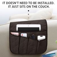 Sac de rangement pour accoudoir de canapé en polyester moderne et écologique à 5 poches avec design réglable pour magazines et télécommande